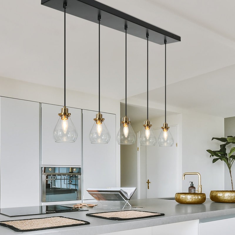 Breakwater Bay Temesoal 5 Light Dimmable Kitchen Island Modern Linear